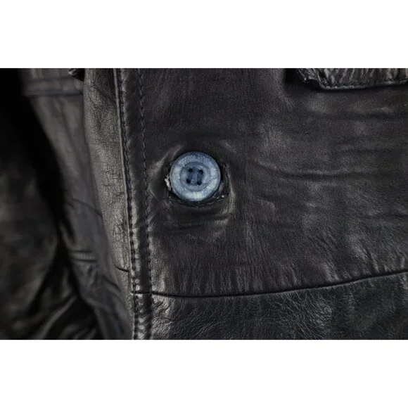 Vtg 70s Streetwear Mens 40 Distressed Safari Bush Leather Shirt Jacket Shacket